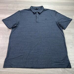 Travis Mathew Polo Shirt Mens 2XL Blue Solid Golf Performance Stretch Top